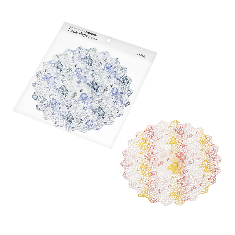 レースペーパー ローズプリント 12枚