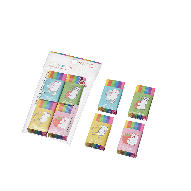 レインボー消しゴム ４Ｐ