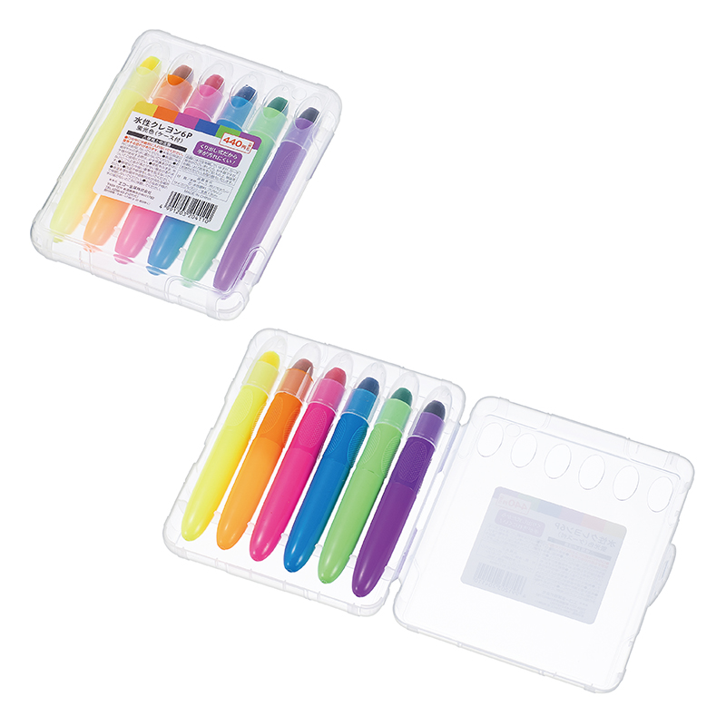 水性クレヨン 蛍光色 ６Ｐ(ケース付)