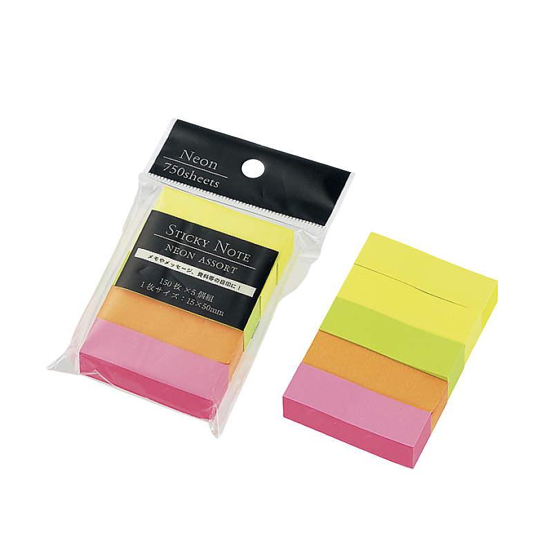 No.17 ふせん紙15×50mm（ネオンアソート）150枚×5冊