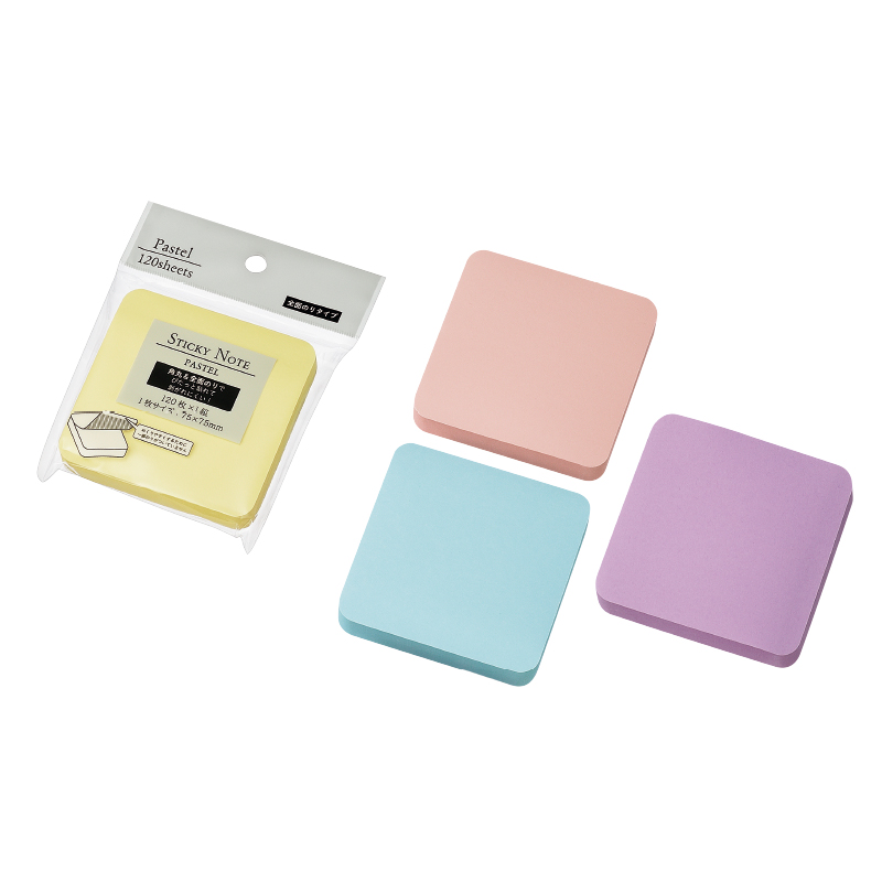 角丸ふせん紙 全面のり
75×75mm(パステル)1P