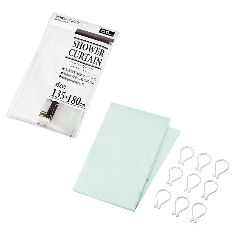 シャワーカーテン(ホワイト・グリーン)