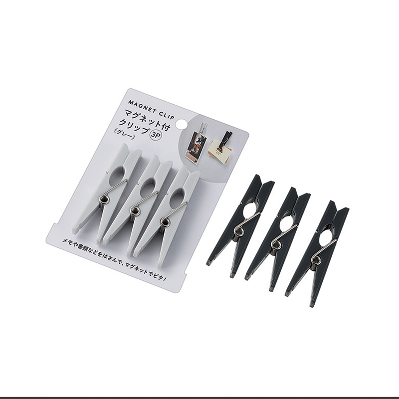 マグネット付クリップ ３Ｐ(グレー)